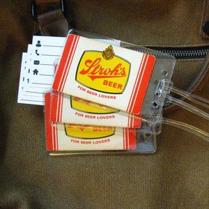 🍺 Stroh's Beer Red Logo Luggage Tags Set (3)